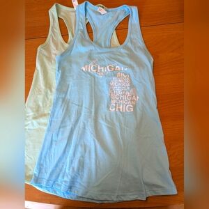 Michigan Graphic and Books Tank Tops - Blue and Green
